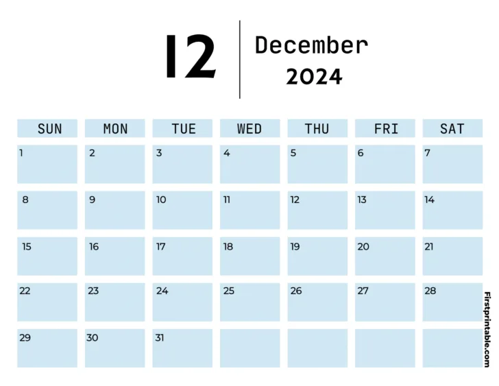 December 2024 Calendar With Holidays First Printable