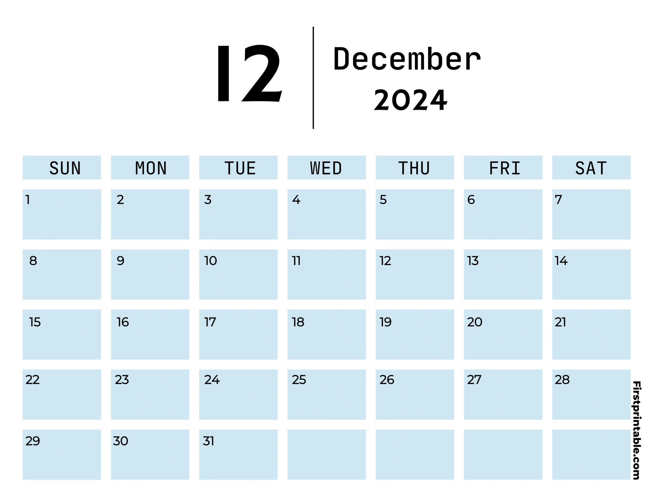 Free Printable &amp;amp; Fillable December Calendars 2024 intended for December 2024 Calendar With Holidays First Printable