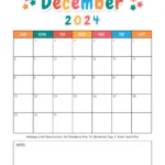 Free Printable & Fillable December Calendars 2024 Pertaining To December 2024 Calendar Printable Kids