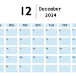 Free Printable & Fillable December Calendars 2024 Throughout Blue Calendar Printable For December 2024