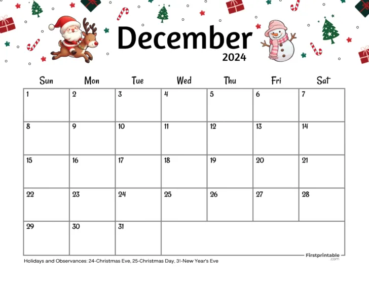 2024 Printable Calendar With Holidays November And December