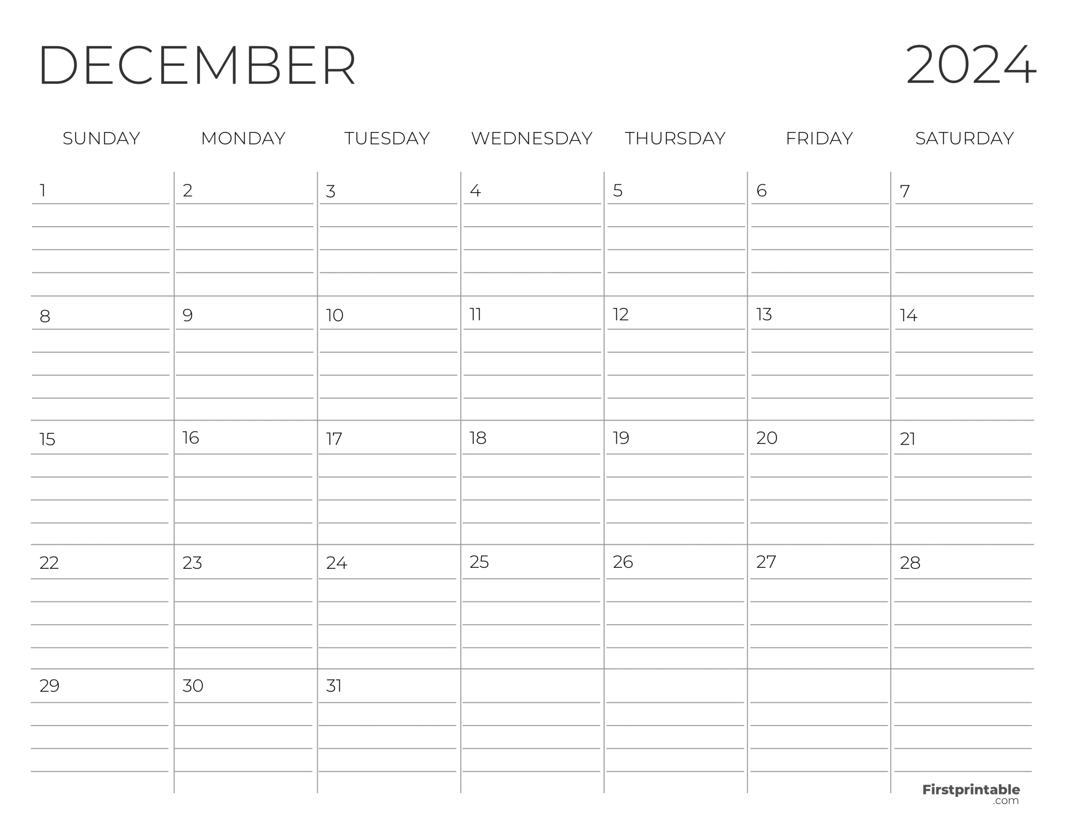 Free Printable &amp;amp; Fillable December Calendars 2024 with December 2024 Calendar With Holidays First Printable