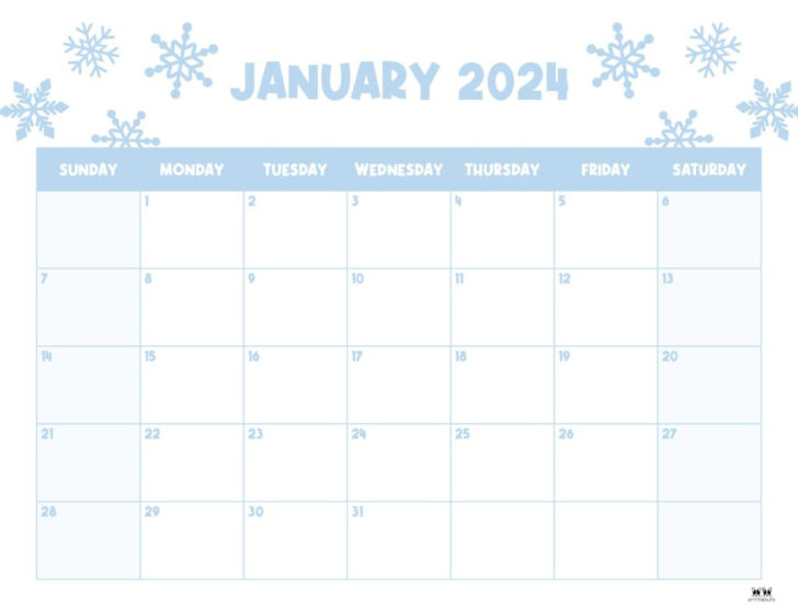 2024 Calendar Free Printable January-December