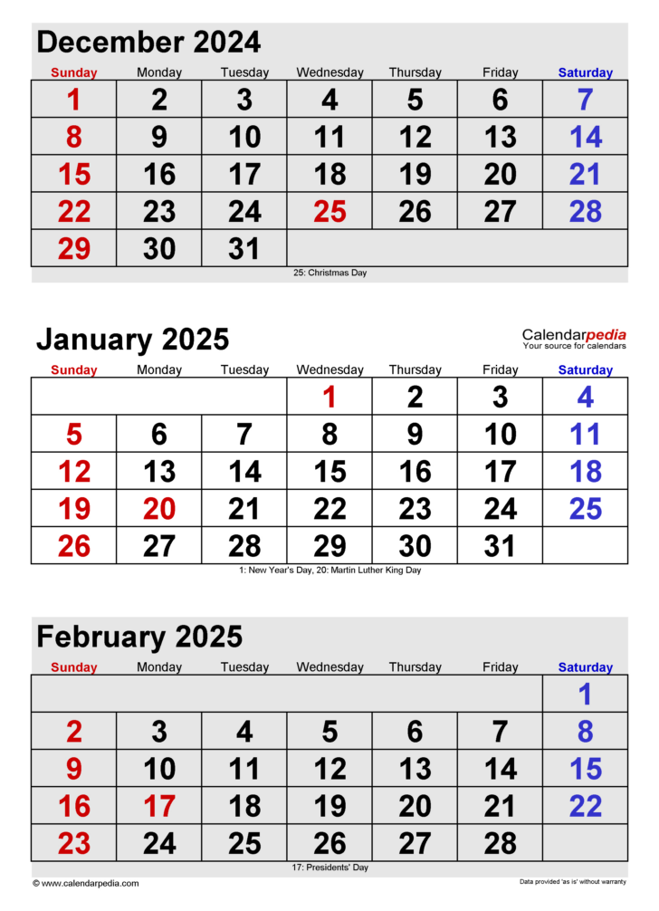 Calendar December 2024 January 2025 Printable