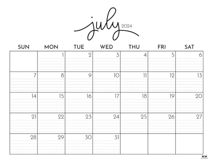 Calendar 2024 July To December Printable