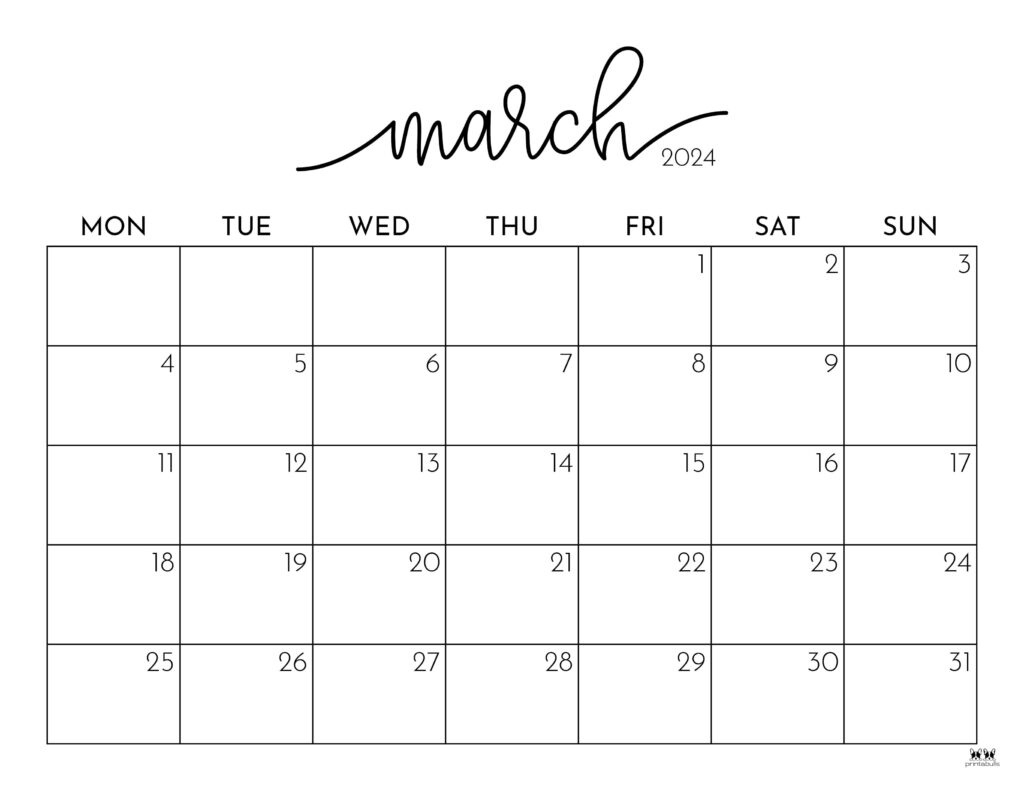 March 2024 Calendars - 50 Free Printables | Printabulls intended for Calendar Showing March December 2024 Printable