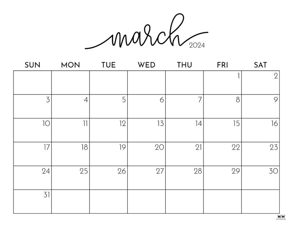 March 2024 Calendars - 50 Free Printables | Printabulls within 2024 March December Calendar Printable