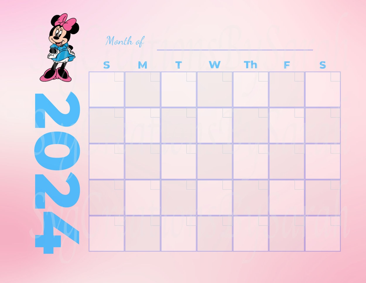 Minnie Digital Download Calendar 2024, Minnie Png, Digital inside 2024 December Calendar Printable Disney