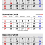 November 2024 Calendar | Templates For Word, Excel And Pdf Intended For Blank Calendar October November December 2024 Printable