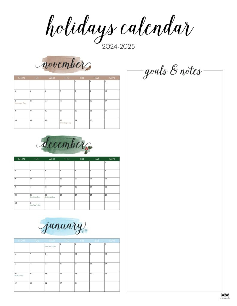 November December 2024 Calendars - 28 Printables | Printabulls throughout Printable Calendar November December 2024 January 2025