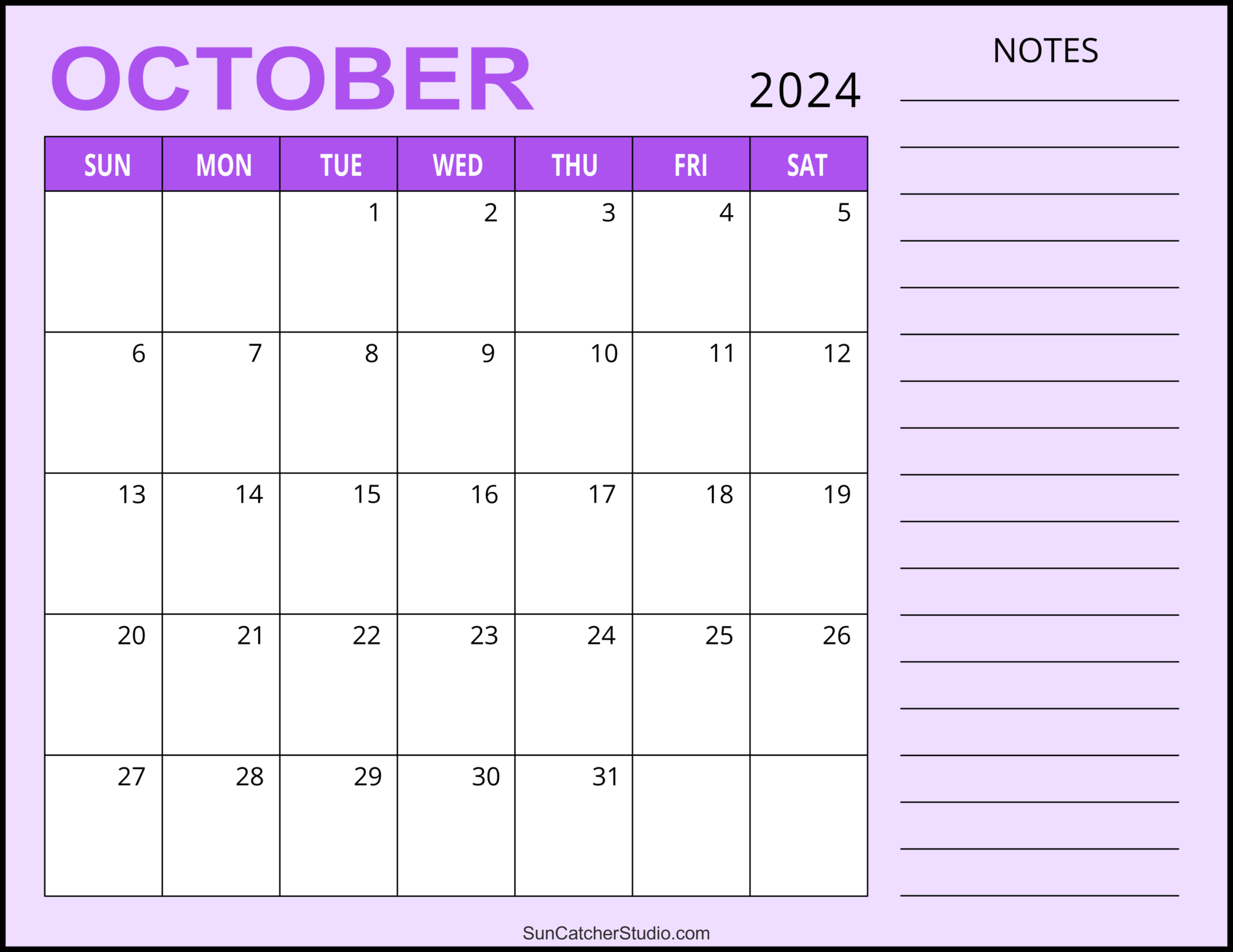 October 2024 Calendar (Free Printable) – Diy Projects, Patterns with regard to Calender Free Printable October-December 2024 Bills