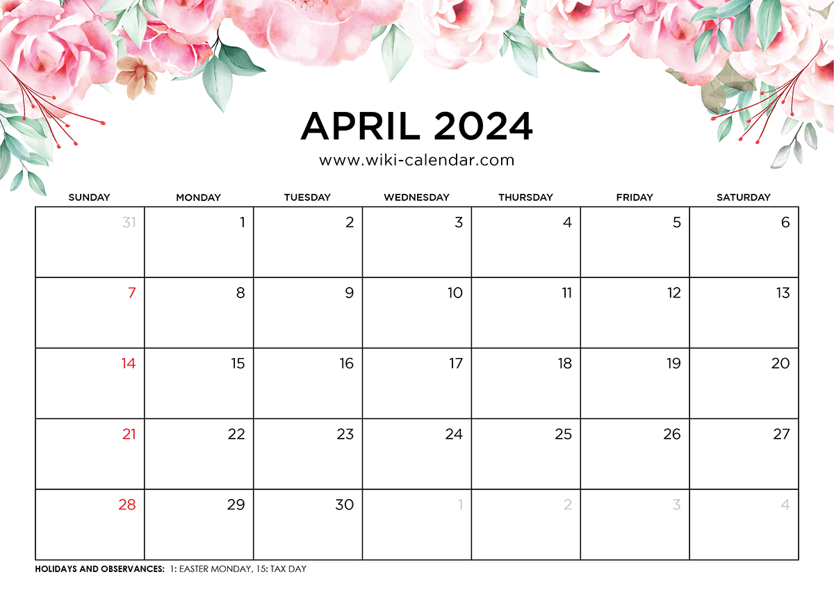 Printable April 2024 Calendar Templates With Holidays regarding 2024 Apr December Calendar Printable