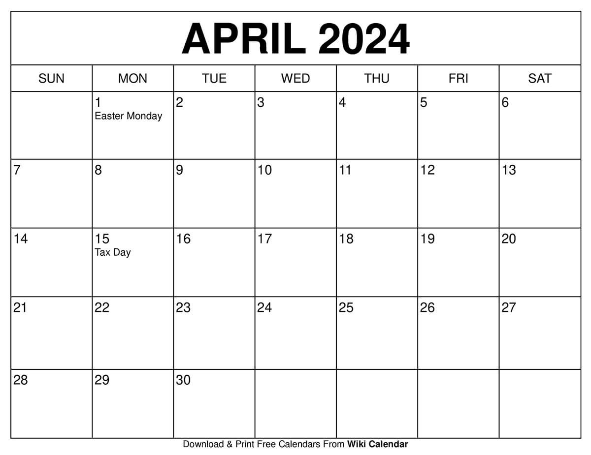 Printable April 2024 Calendar Templates With Holidays throughout 2024 Apr December Calendar Printable