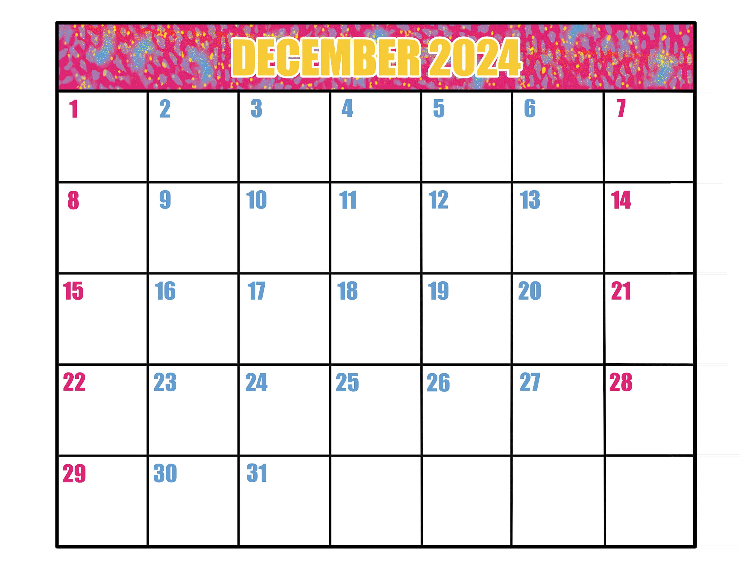 Printable December 2024 Calendar - Etsy pertaining to December 2024 Printable Calendar Waterproof