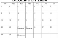 Printable December 2024 Calendar Templates With Holidays for December 2024 Calendar Printable 8.5 X 11