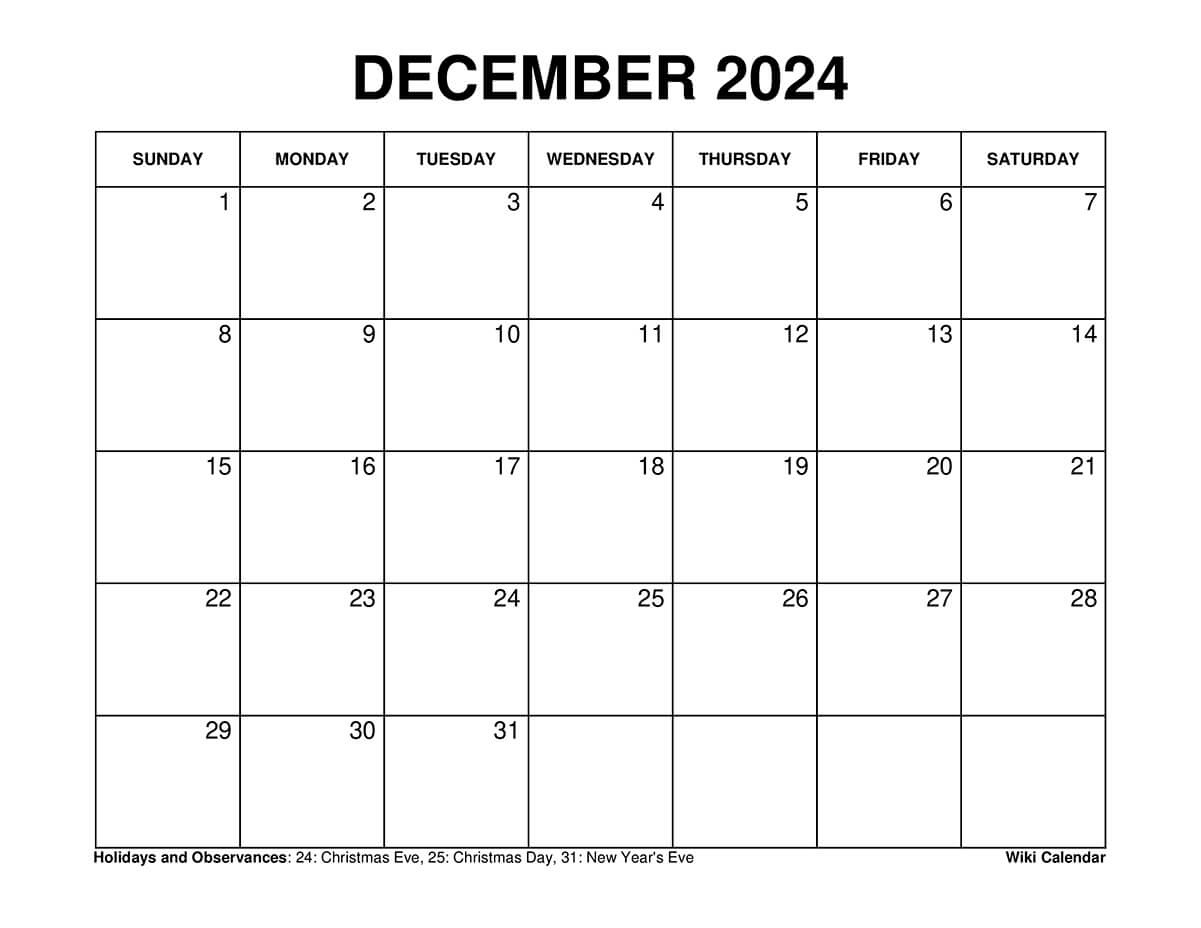 Printable December 2024 Calendar Templates With Holidays regarding 2024 May December Calendar Printable