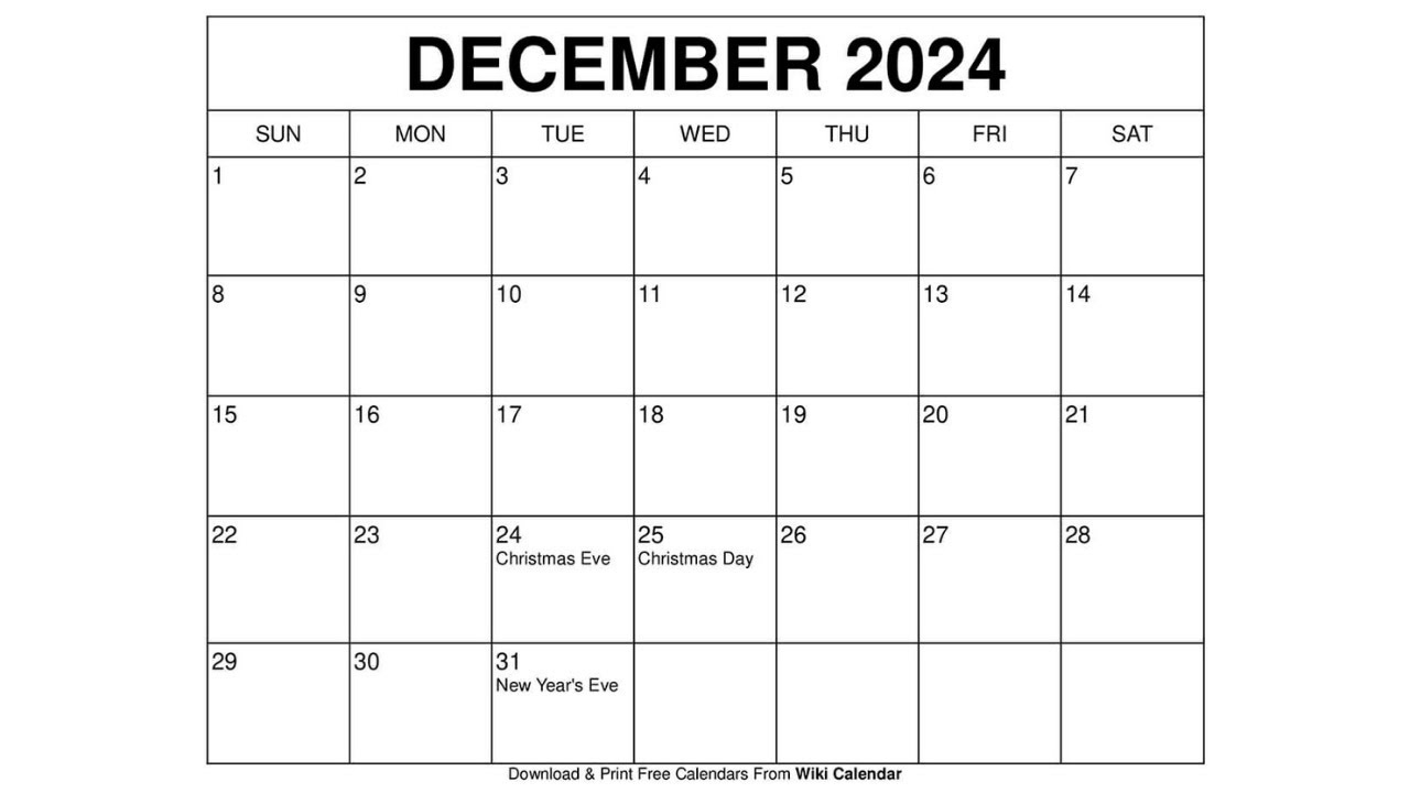 Printable December 2024 Calendar Templates With Holidays regarding Calendar July December 2024 Printable