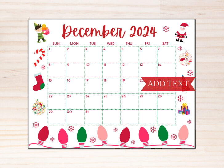 Christmas Calendar December 2024 Printable