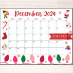 Printable December Calendar 2024, Christmas Calendar, Holiday With Regard To December 2024 Calendar Printable Festive