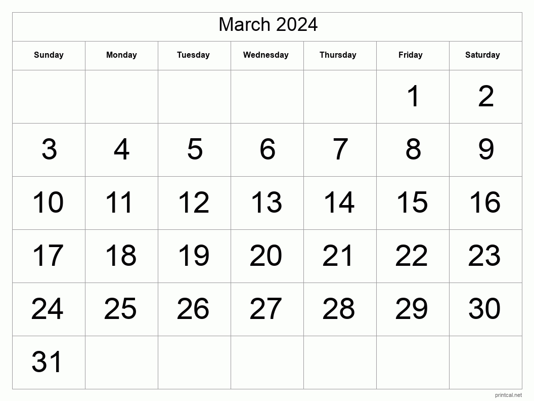 Printable March 2024 Calendar | Free Printable Calendars inside 2024 March December Calendar Printable