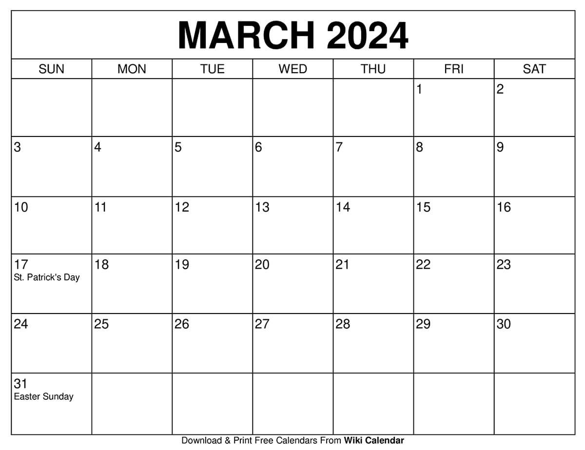 Printable March 2024 Calendar - Wiki Calendar | Apache Openoffice within 2024 March December Calendar Printable