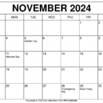 Printable November 2024 Calendar Templates With Holidays   Wiki In 2024 November And December Calendar Free Printable