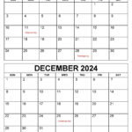 Printable November December 2024 Calendars | Calendarkart For 2024 November December Calendar Printable