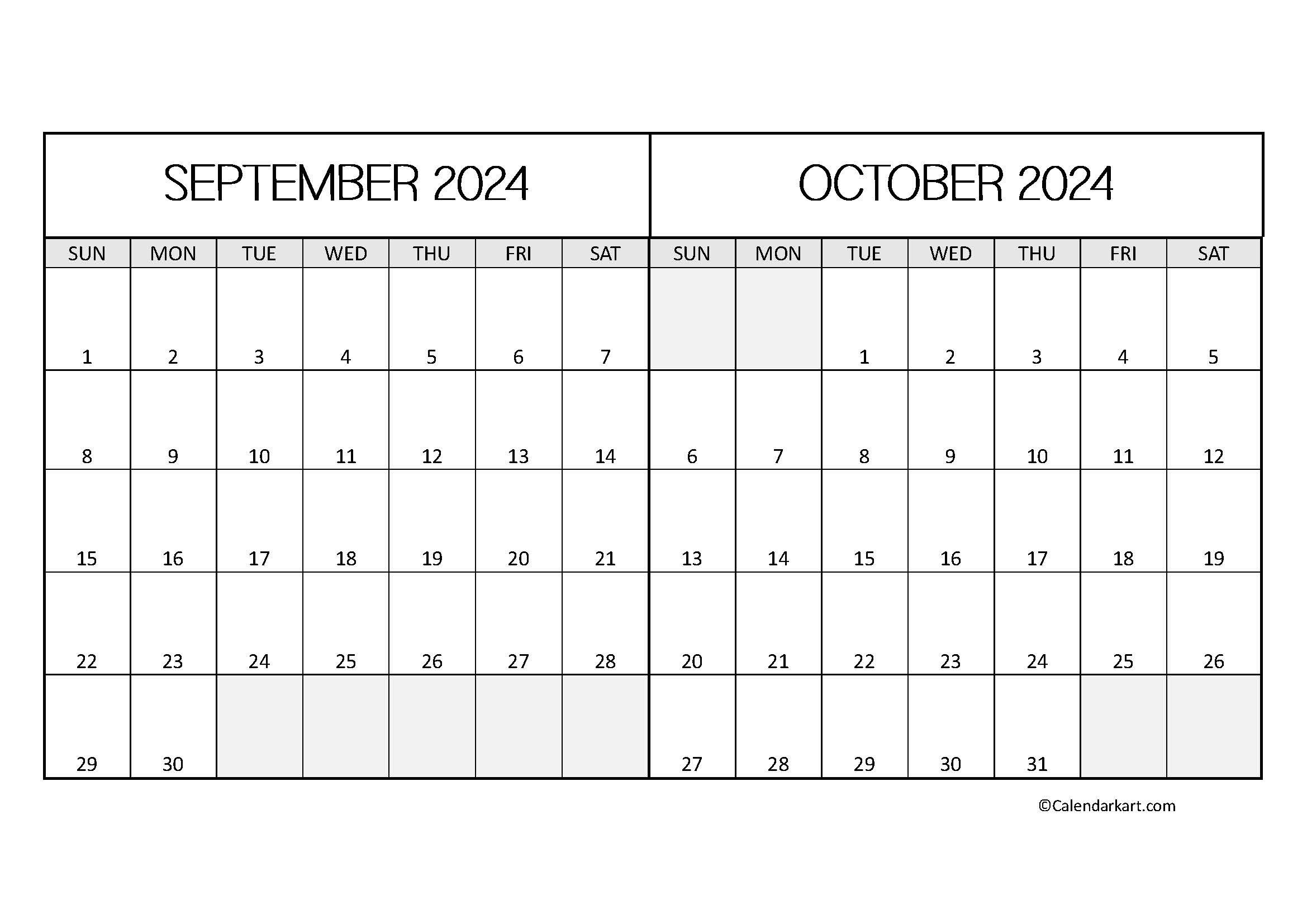 September October 2024 Calendar (5Th Bi-Monthly) - Calendarkart pertaining to Calendar 2024 September October November December Printable