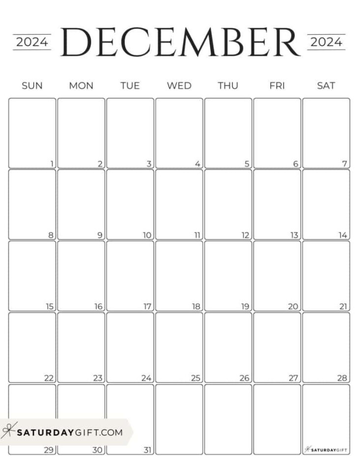 December 2024 Calendar Printable A6 Free