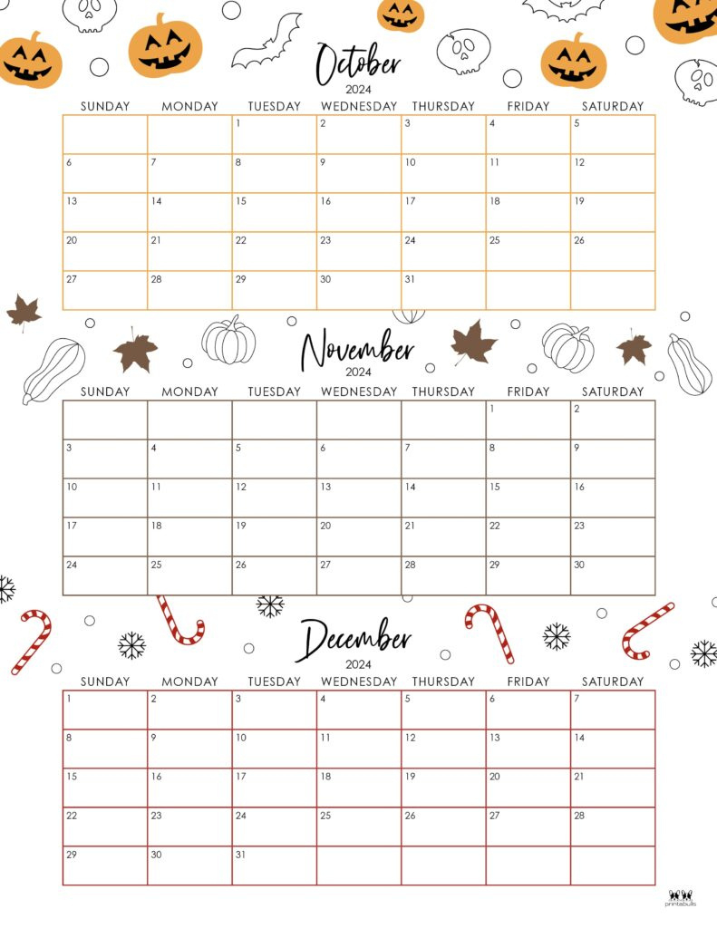 Three Month/Quarterly Calendars - 36 Free Calendars | Printabulls pertaining to 3 Month Calendar Printable October November December 2024