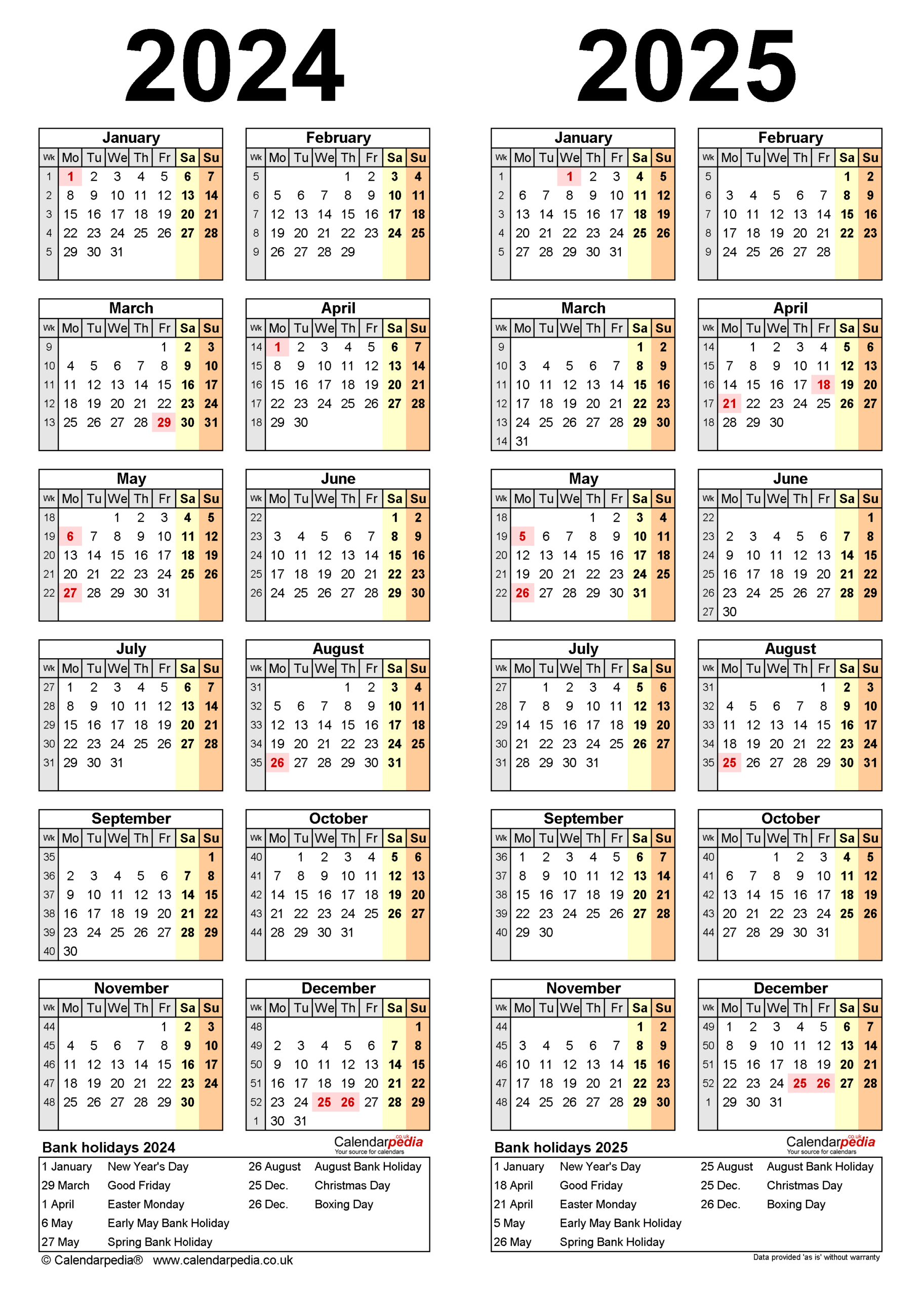 Two Year Calendars For 2024 And 2025 (Uk) For Pdf inside December 2024 January 2025 Calendar Printable Uk