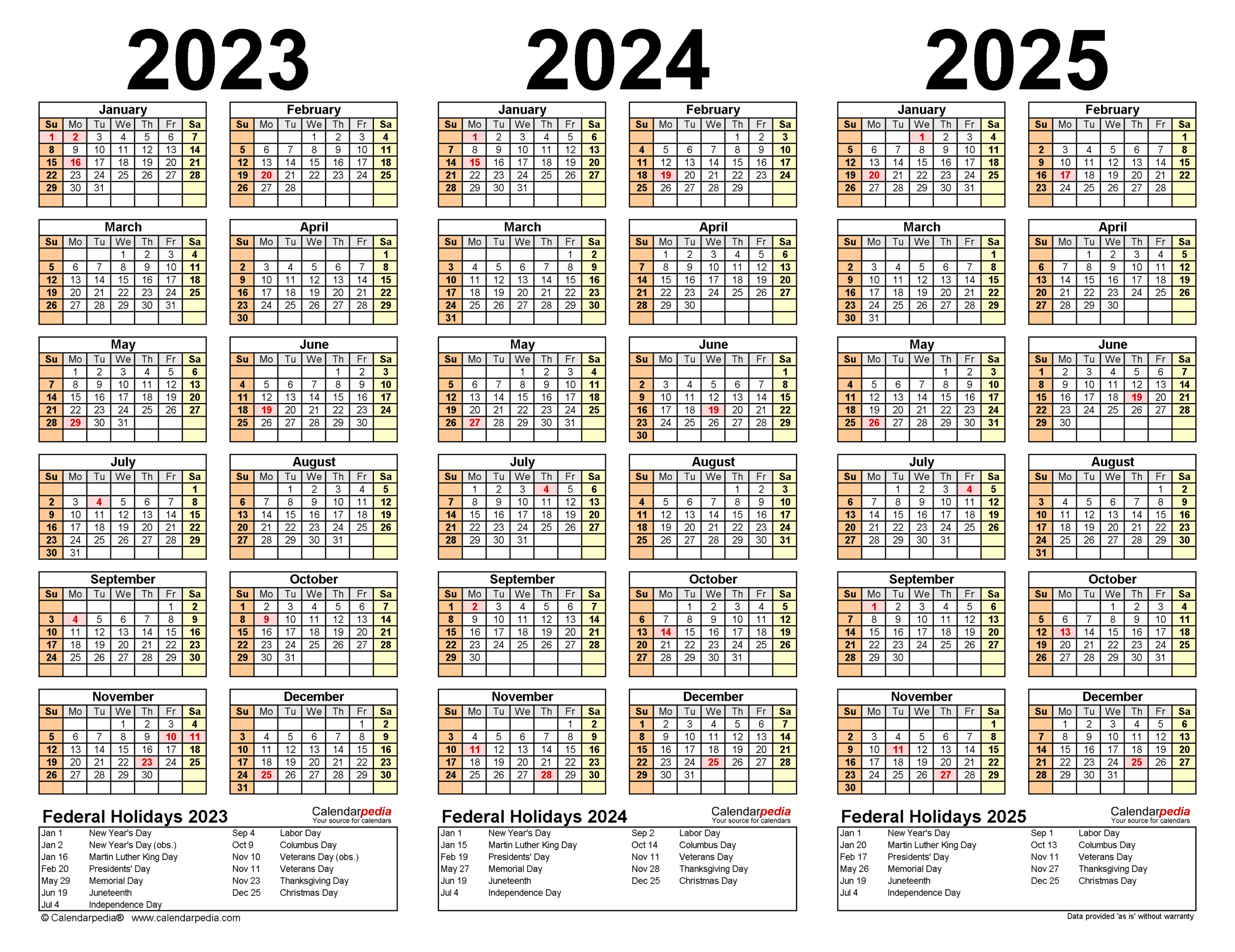 2023-2025 Three Year Calendar - Free Printable Pdf Templates regarding 3 Year Calendar 2022 To 2025 Printable