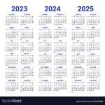 2023 Bis 2025 Jahre Kalender Mockup Design Woche Vektorbild In Free Printable 3 Year Calendar 2023 To 2025