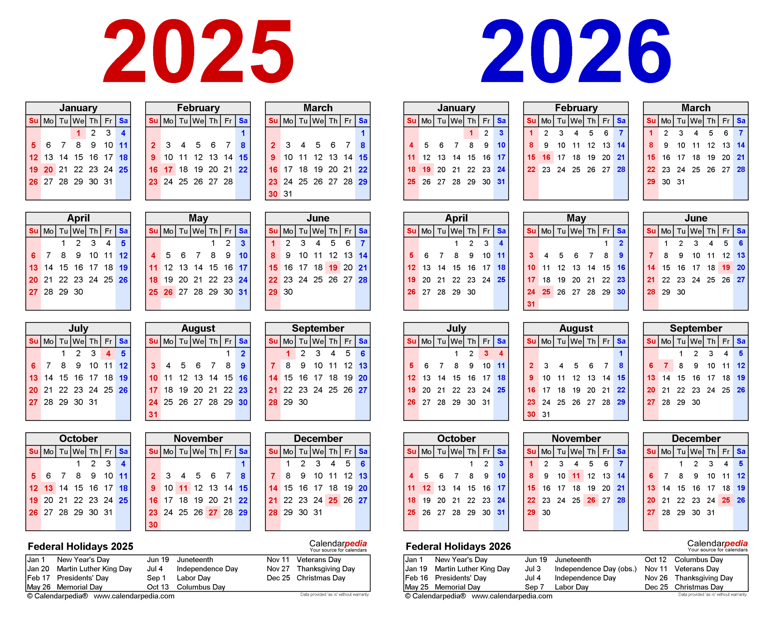 2025-2026 Two Year Calendar - Free Printable Pdf Templates for 2025 And 2026 Calendar With Holidays Printable Free