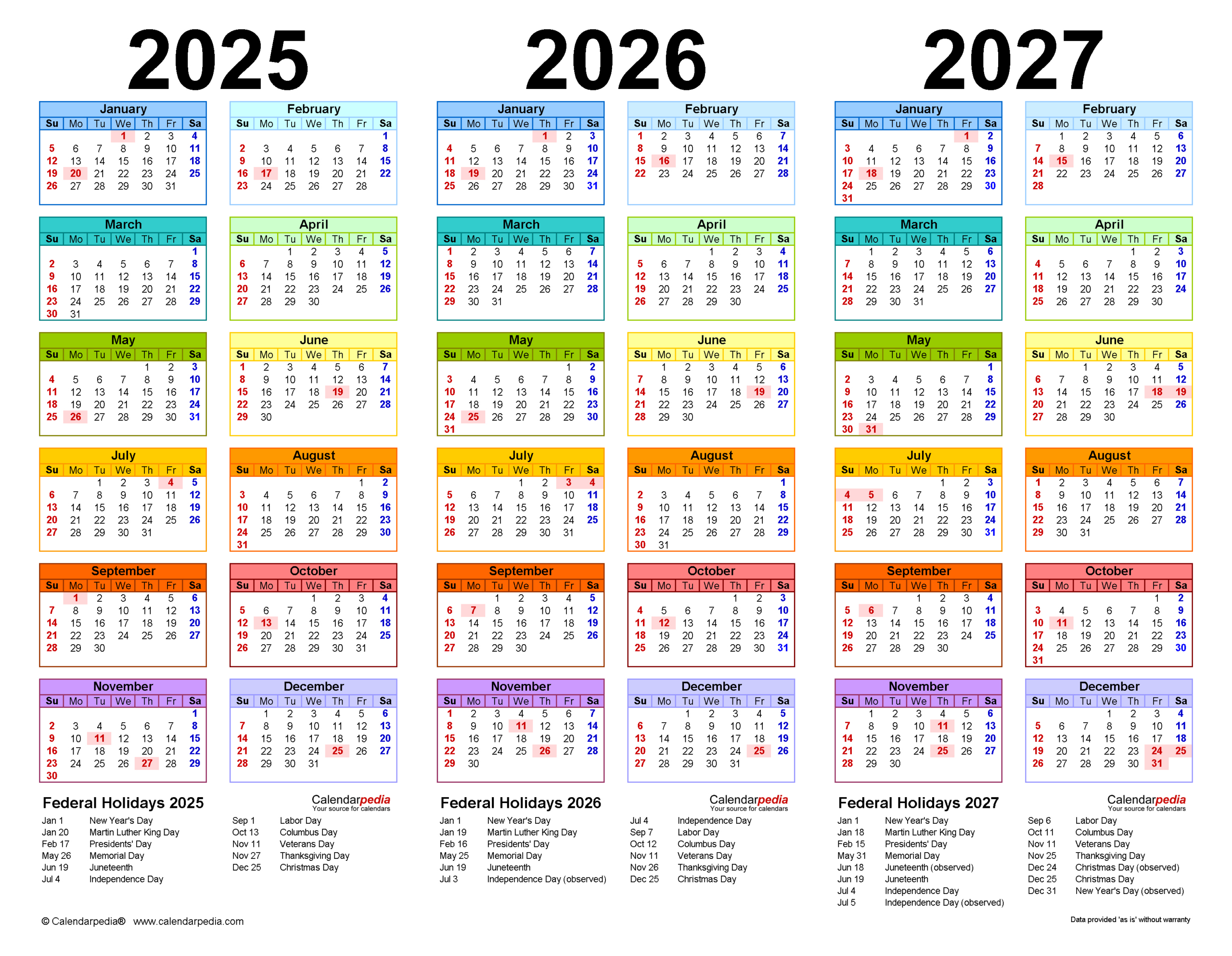 2025-2027 Three Year Calendar - Free Printable Pdf Templates in 3 Year Calendar 2025 To 2027 Printable