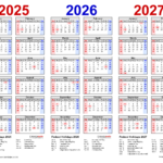 2025 2027 Three Year Calendar   Free Printable Pdf Templates In 3 Year Calendar 2025 To 2027 Printable