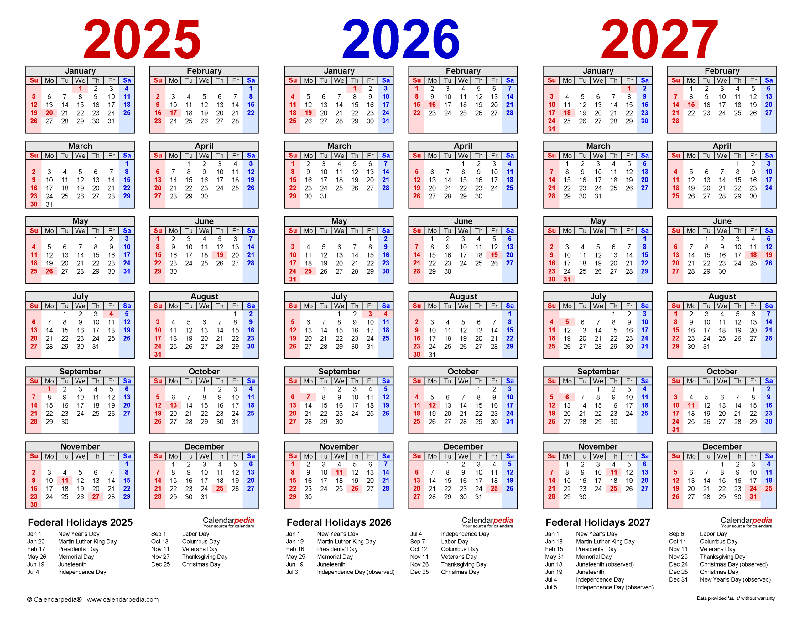 2025-2027 Three Year Calendar - Free Printable Pdf Templates in 3 Year Calendar 2025 To 2027 Printable