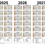 2025 2027 Three Year Calendar   Free Printable Pdf Templates Intended For 3 Year Calendar 2025 To 2027 Printable