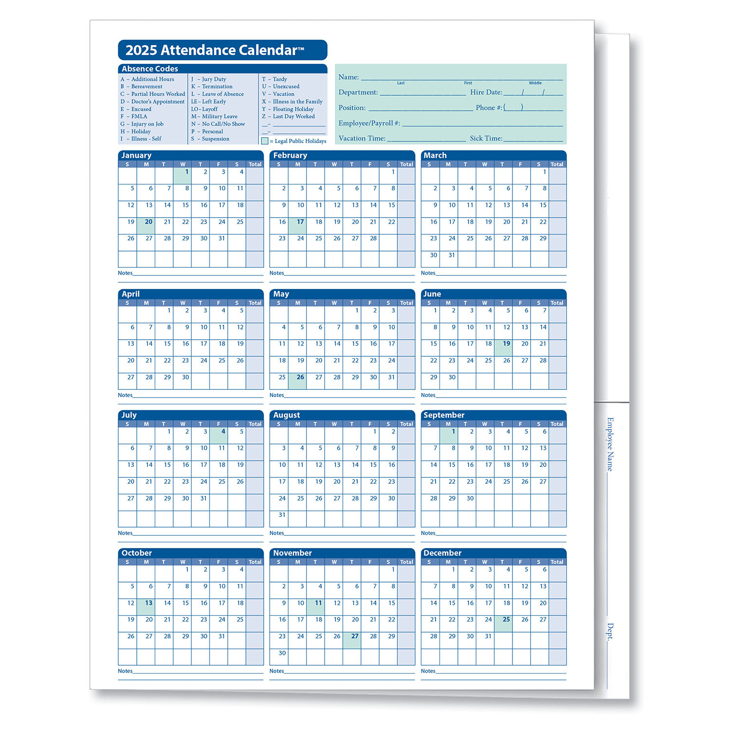 2025 Attendance Calendar Folder | Hrdirect intended for Attendance Calendar 2025