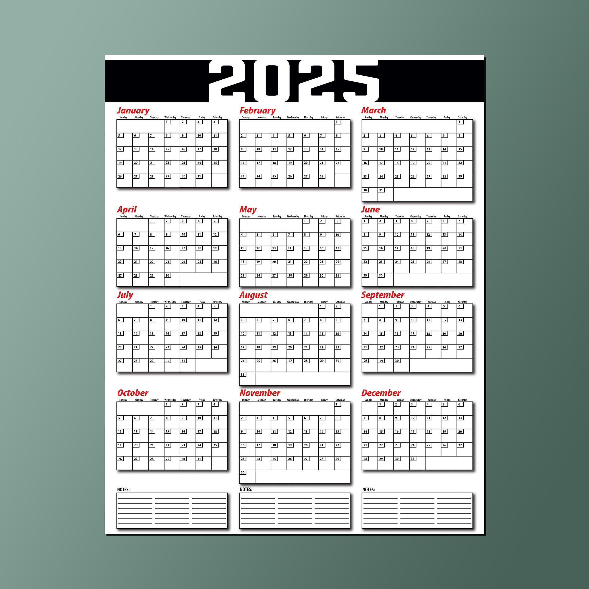 2025 Calendar 18X24 Poster Matte Finish - Etsy throughout 2025 Adp Calendar Printable