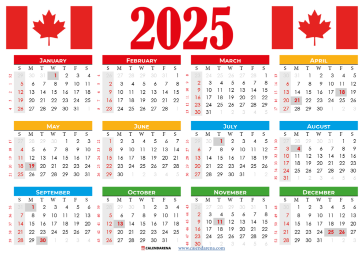 2025 Calendar Canada With Holidays Printable Free