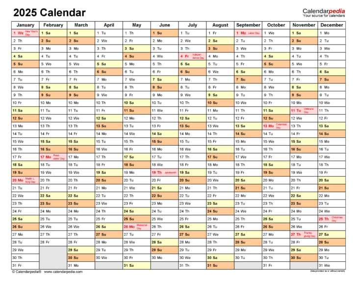 2025 Calendar Printable Calendarpedia