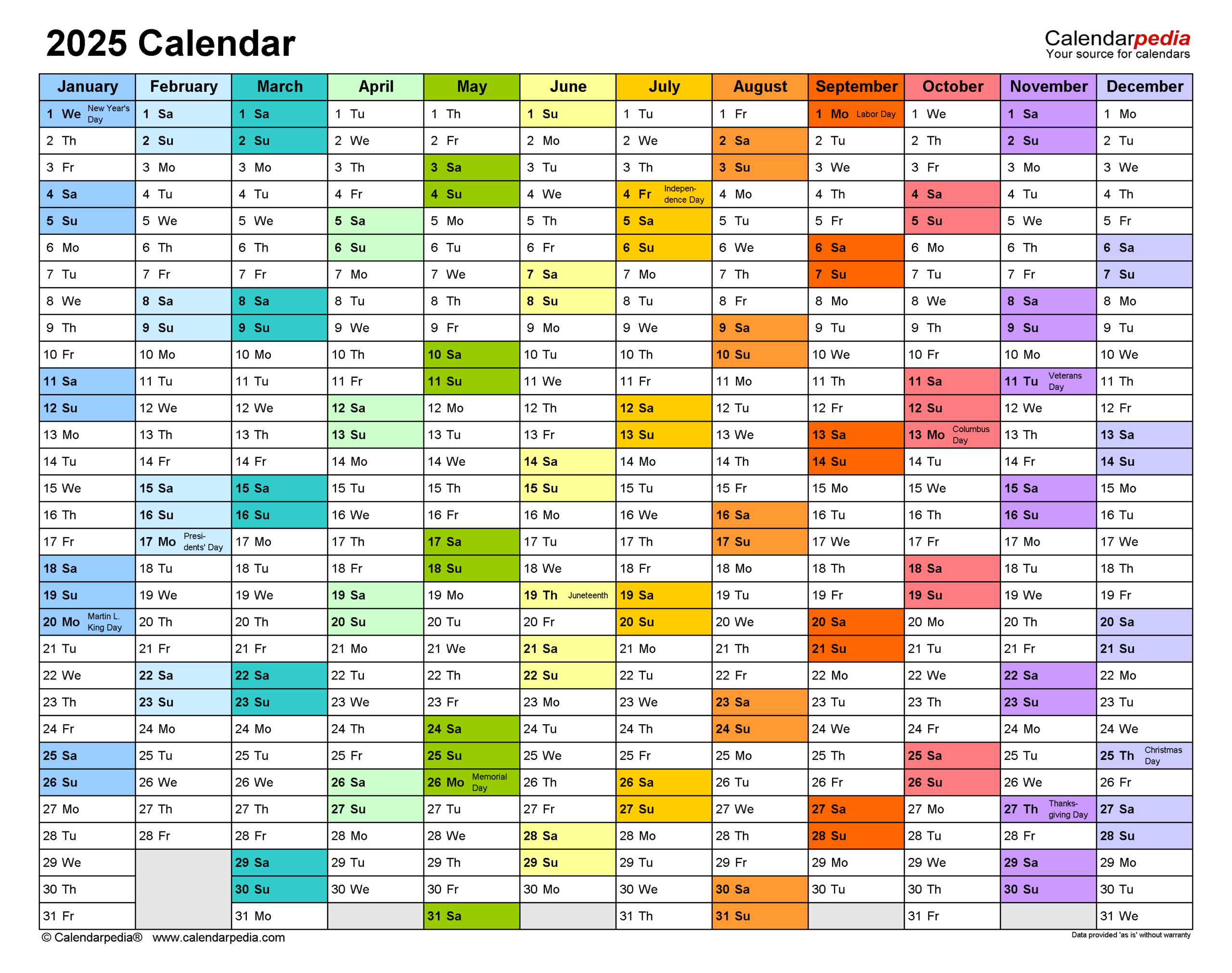 2025 Calendar - Free Printable Pdf Templates - Calendarpedia intended for 2025 Calendar Printable Calendarpedia