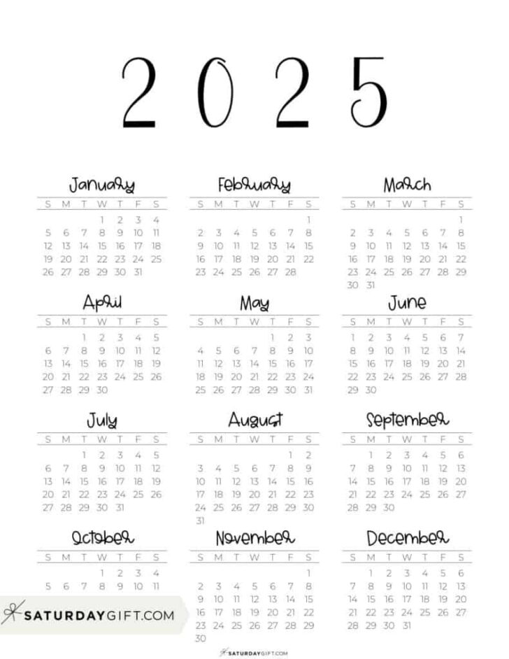 Free Printable 2025 Yearly Calendar