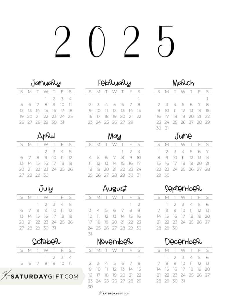 2025 Calendar Printable - 18 Cute &amp;amp; Free 2025 Yearly Calendar with regard to Yearly Calendar 2025 Printable