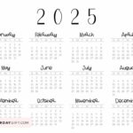 2025 Calendar Printable   18 Cute & Free 2025 Yearly Calendar Within 2025 Horizontal Calendar Printable