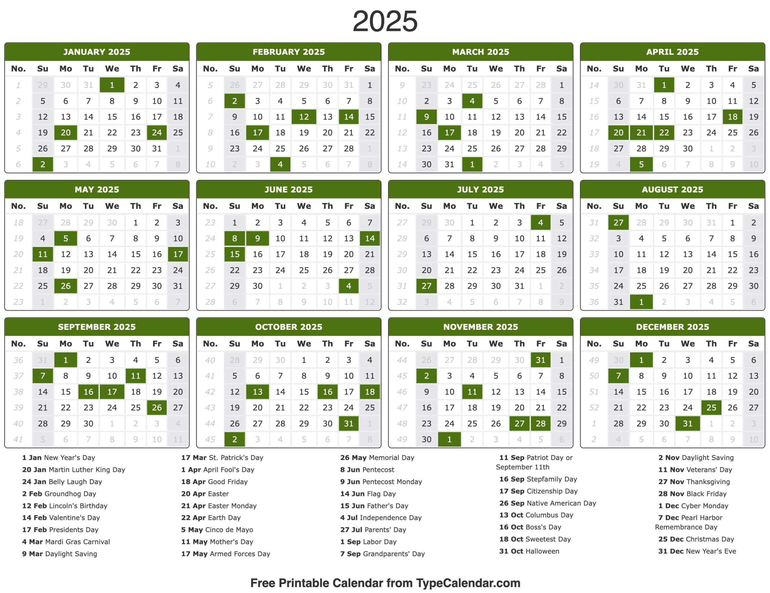 2025 Calendar - Printable Calendar 2025 With Holidays inside Free Printable 2025 Calendar With Holidays Printable