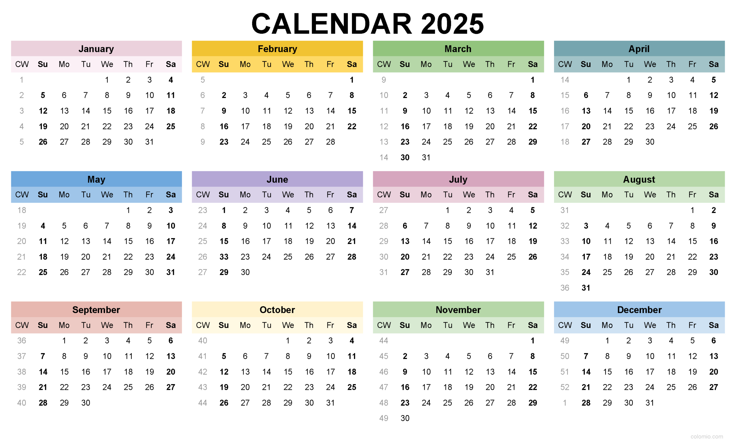 2025 Calendar Printable, ✓ Pdf, Excel And Image File - Free for Free Printable 12 Month Calendar 2025