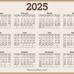 2025 Calendar Printable Free, Horizontal, Beige – Pashacoffee Intended For 2025 Horizontal Calendar Printable