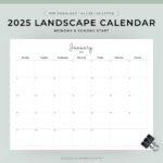 2025 Calendar Printable Landscape, Minimalist Monthly Calendar Intended For 2025 Calendar Printable Landscape